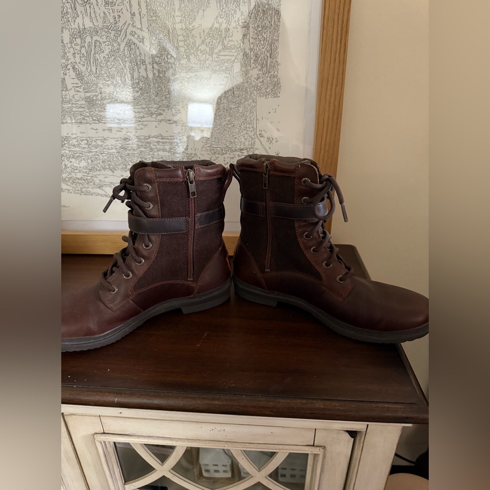 UGG Kesey Chestnut Brown Leather Waterproof Moto Buckle Boots No Box Size 9.5 - Picture 8 of 10
